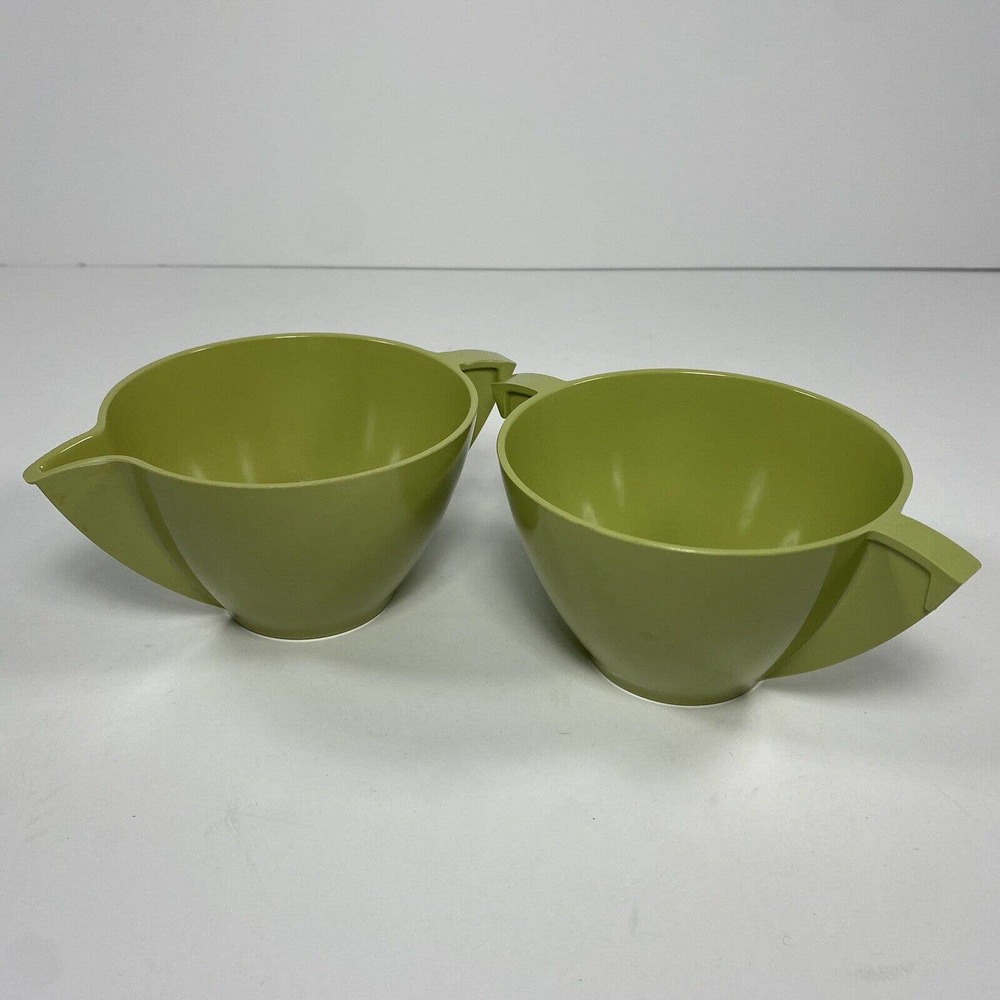 Mallo-Ware Avocado Green Melamine #40 Sugar Bowl (NO LID) & #42 Creamer Vtg MCM
